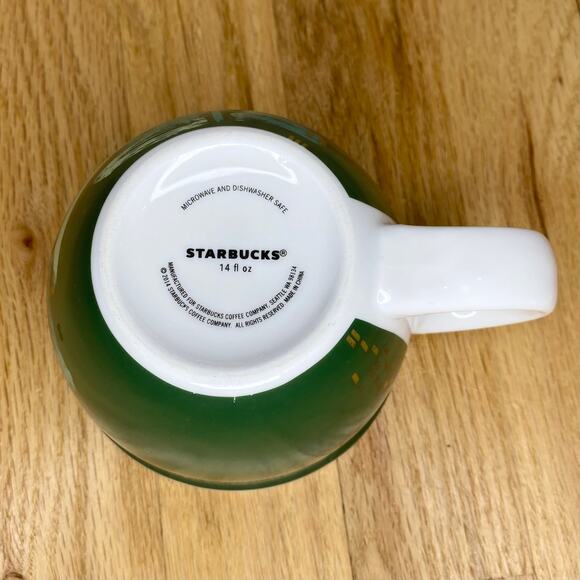 Starbucks Christmas Tree Mug Green 2014 Coffee Cup 14 oz Drinkware - Picture 9 of 11